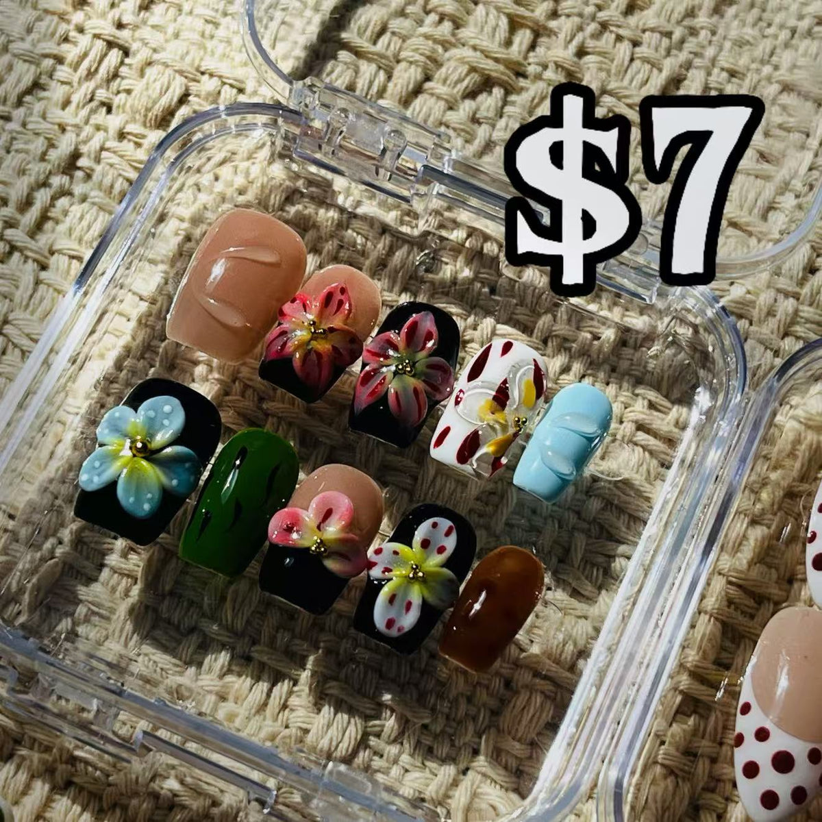 Vibrant 3D Floral Press‑On Nails
