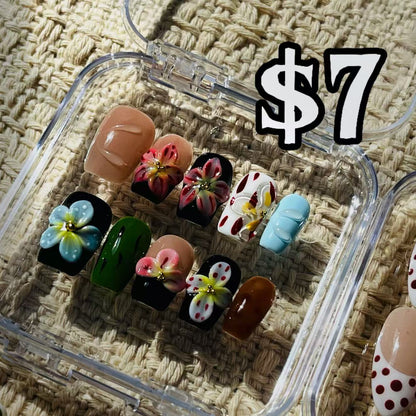 Vibrant 3D Floral Press‑On Nails