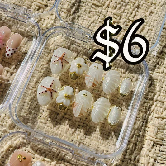 Pearl Seashell Press‑On Nails
